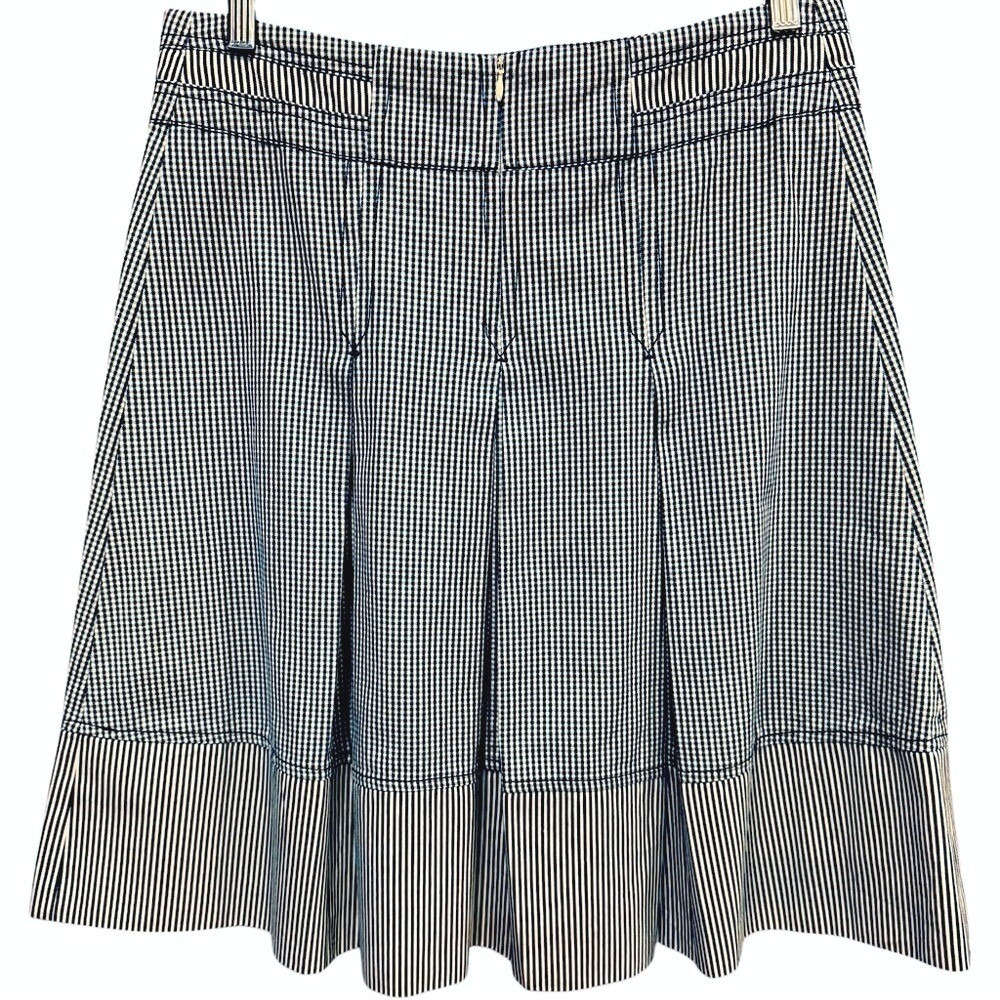 MaxMara Sportmax Code Gingham Pleated Casual Tailored Skirt Cotton 10 $595 NEW - Picture 2 of 4